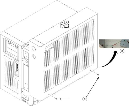 Remove the service cover and disconnect the ground cable